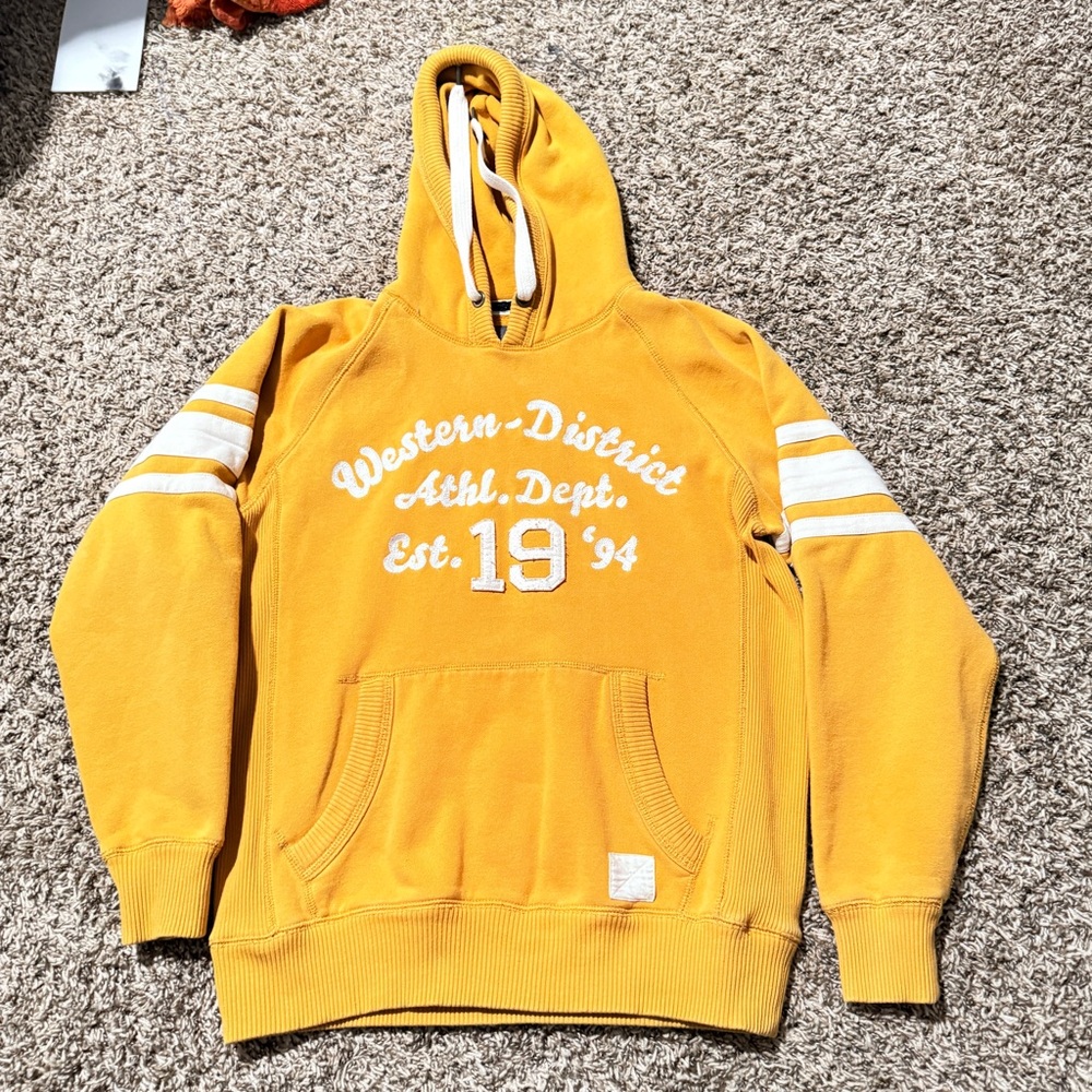 Old Navy Western District Graphic Hoodie Yellow Size Medium